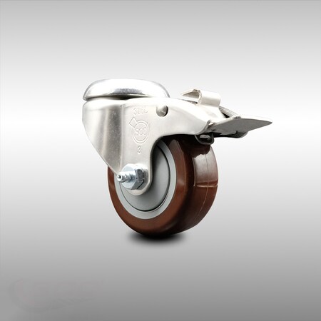 Service Caster 3 Inch 316SS Maroon Polyurethane Swivel Bolt Hole Caster with Total Lock Brake SCC-SS316BHTTL20S314-PPUB-MRN